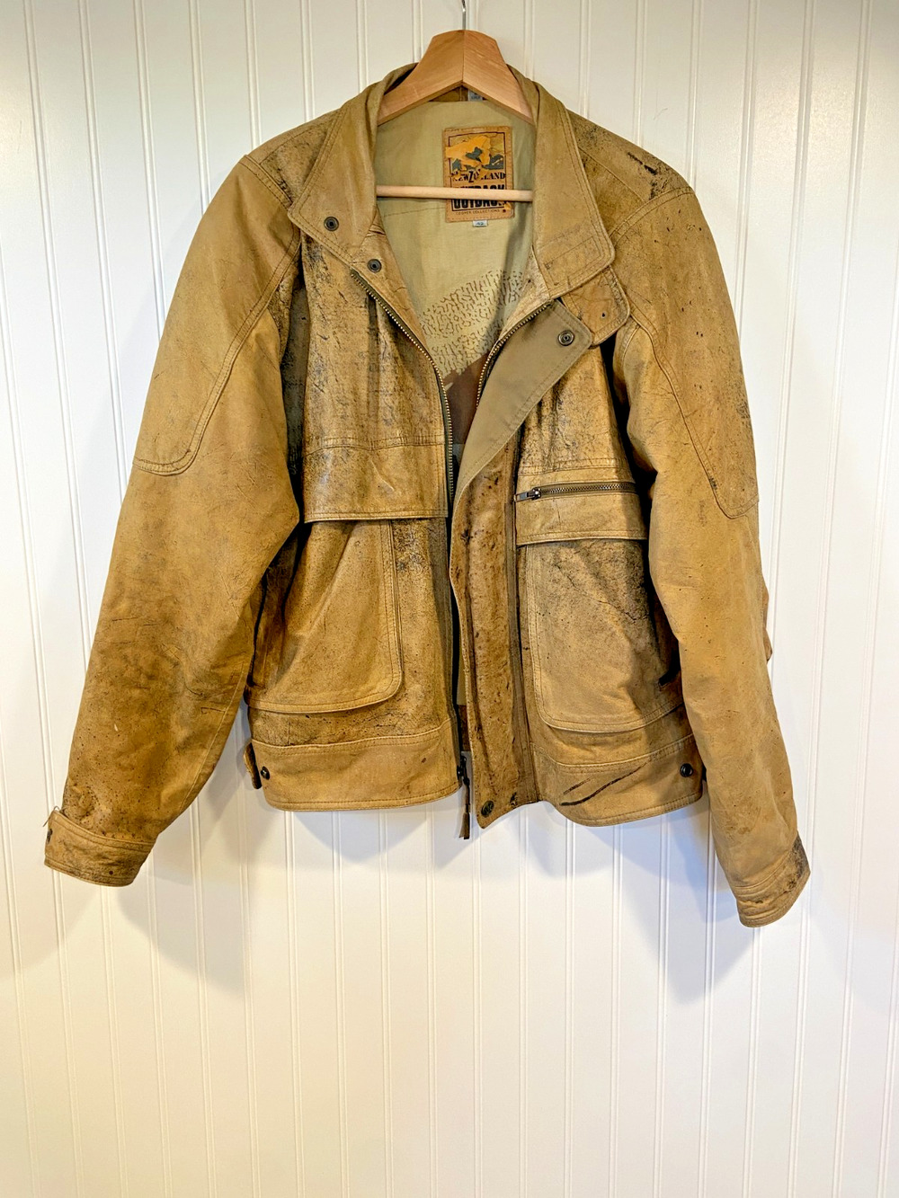 NZO New Zealand Outback Leather Bomber Jacket Men's 42 tan 100%, Vintage